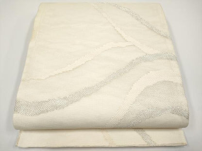 平和屋着物＊夏物　六通柄袋帯　重ね山文　銀糸　正絹　逸品　CABH6148tx
