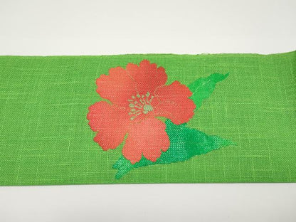 平和屋着物＊夏物　八寸名古屋帯　草花文　銀糸　未使用　CABH6152tx