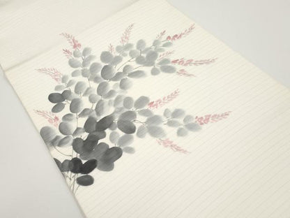 平和屋着物＊夏物　絽塩瀬　九寸開き名古屋帯　作家物　手描き　枝花文　正絹　逸品　CABH6156tx