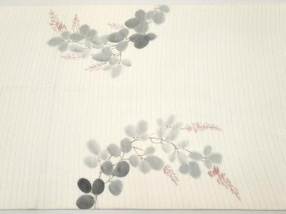 平和屋着物＊夏物　絽塩瀬　九寸開き名古屋帯　作家物　手描き　枝花文　正絹　逸品　CABH6156tx