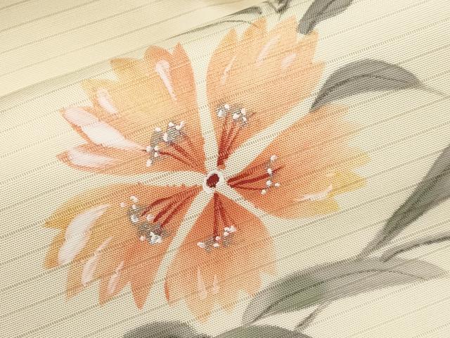 平和屋着物＊夏物　九寸名古屋帯　作家物　手描き　撫子　銀彩　CABH6158tx