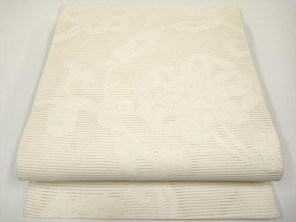 平和屋着物＊夏物　八寸名古屋帯　絽綴れ　更紗花唐草文　生成り色　CABH6161tx