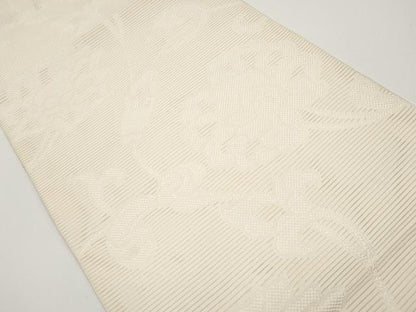 平和屋着物＊夏物　八寸名古屋帯　絽綴れ　更紗花唐草文　生成り色　CABH6161tx