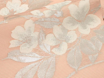 平和屋着物＊夏物　九寸名古屋帯　枝花文　銀糸　正絹　逸品　CABH6163tx