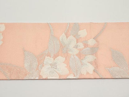 平和屋着物＊夏物　九寸名古屋帯　枝花文　銀糸　正絹　逸品　CABH6163tx