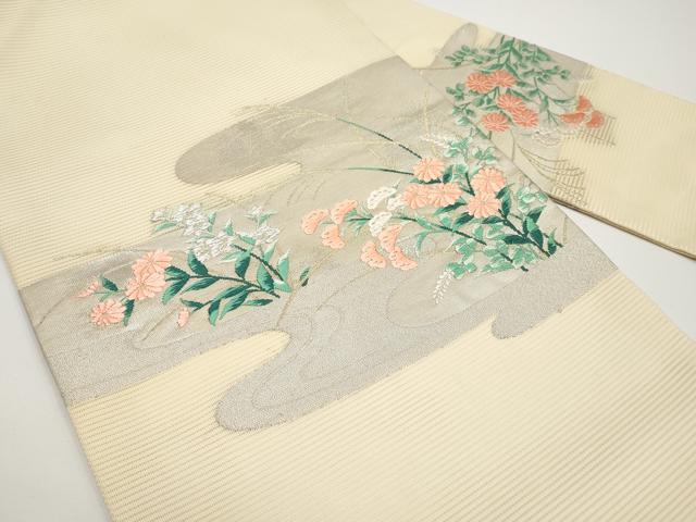 平和屋着物＊夏物　九寸名古屋帯　唐織　秋草文　金銀糸　正絹　逸品　CABH6164tx