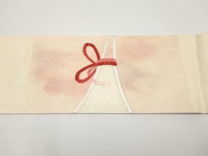 平和屋着物＊夏物　九寸名古屋帯　総刺繍　結び紐文　銀糸　正絹　逸品　CABH6165tx