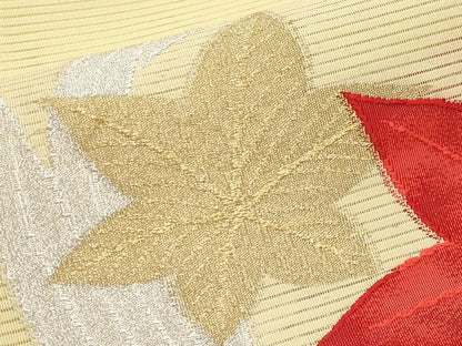 平和屋着物＊夏物　八寸名古屋帯　絽綴れ　楓文　金銀糸　正絹　逸品　未使用　CABH6168tx
