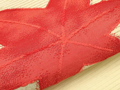 平和屋着物＊夏物　八寸名古屋帯　絽綴れ　楓文　金銀糸　正絹　逸品　未使用　CABH6168tx