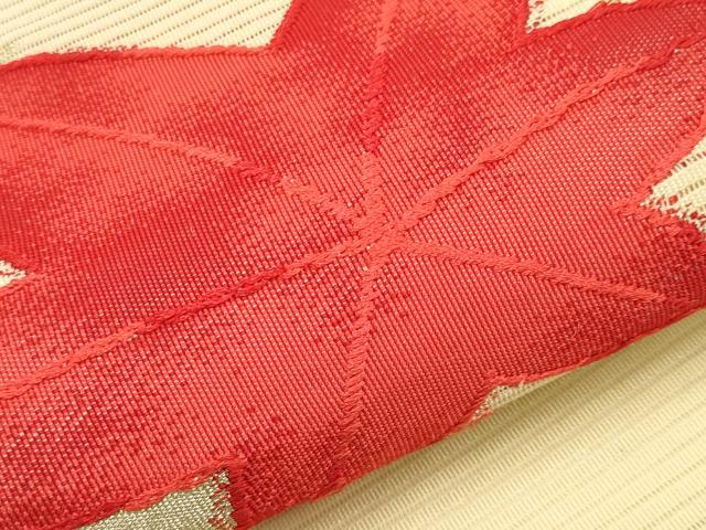 平和屋着物＊夏物　八寸名古屋帯　絽綴れ　楓文　金銀糸　正絹　逸品　未使用　CABH6168tx