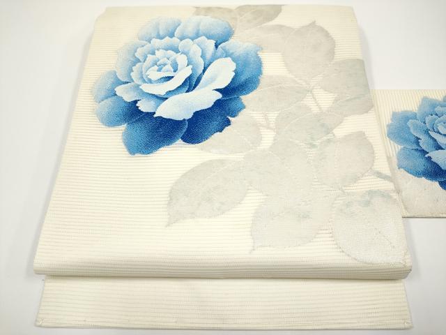 平和屋着物＊夏物　九寸名古屋帯　絽綴れ　枝花文　銀糸　正絹　逸品　CABH6170tx