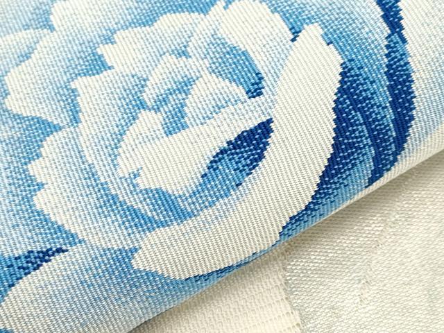 平和屋着物＊夏物　九寸名古屋帯　絽綴れ　枝花文　銀糸　正絹　逸品　CABH6170tx