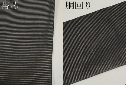 平和屋着物＊夏物　九寸名古屋帯　絽綴れ　葡萄蔦の葉文　黒地　正絹　逸品　CABH6171tx