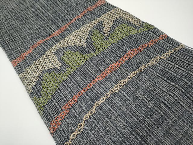 平和屋着物＊夏物　八寸名古屋帯　抽象文　正絹　逸品　CABH6173tx
