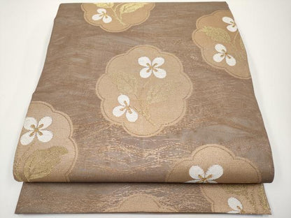 平和屋着物＊夏物 全通柄 本袋帯 草花文 金糸 正絹 逸品 CABH6176tx
