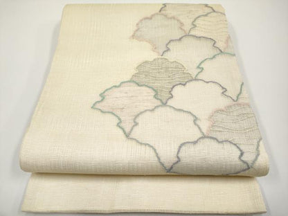 平和屋着物＊夏物 太鼓柄袋帯 すくい織 雪輪重ね文 銀糸 正絹 逸品 CABH6179tx