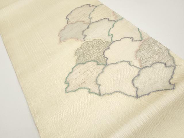 平和屋着物＊夏物 太鼓柄袋帯 すくい織 雪輪重ね文 銀糸 正絹 逸品 CABH6179tx