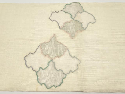 平和屋着物＊夏物 太鼓柄袋帯 すくい織 雪輪重ね文 銀糸 正絹 逸品 CABH6179tx