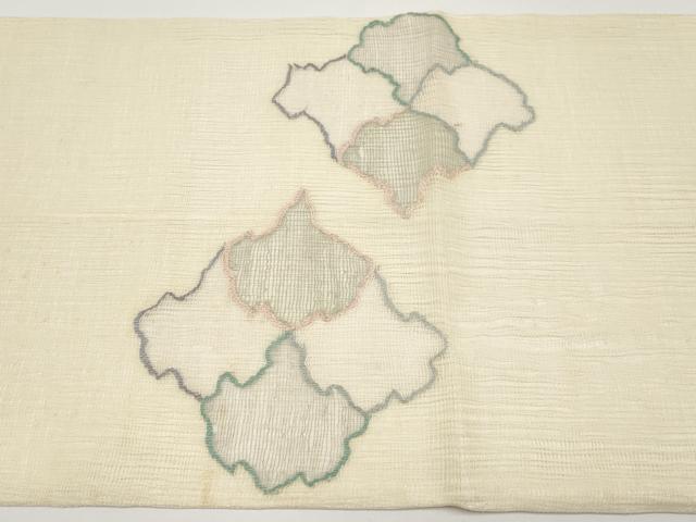平和屋着物＊夏物 太鼓柄袋帯 すくい織 雪輪重ね文 銀糸 正絹 逸品 CABH6179tx