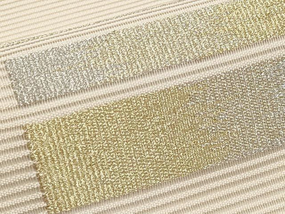 平和屋着物＊夏物 太鼓柄袋帯 絽綴れ 横段文 金銀糸 正絹 逸品 CABH6182tx