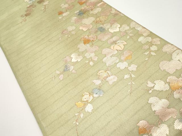 平和屋着物＊夏物 六通柄袋帯 駒刺繍 枝葉文 金銀彩 正絹 逸品 CABH6184tx