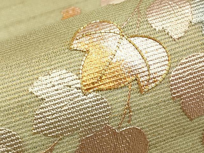 平和屋着物＊夏物 六通柄袋帯 駒刺繍 枝葉文 金銀彩 正絹 逸品 CABH6184tx