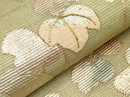 平和屋着物＊夏物 六通柄袋帯 駒刺繍 枝葉文 金銀彩 正絹 逸品 CABH6184tx