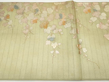 平和屋着物＊夏物 六通柄袋帯 駒刺繍 枝葉文 金銀彩 正絹 逸品 CABH6184tx
