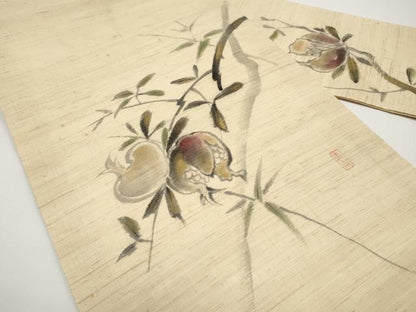 平和屋着物＊夏物　九寸名古屋帯　作家物　手描き　成り物　金彩　麻　逸品　CABH6187tx