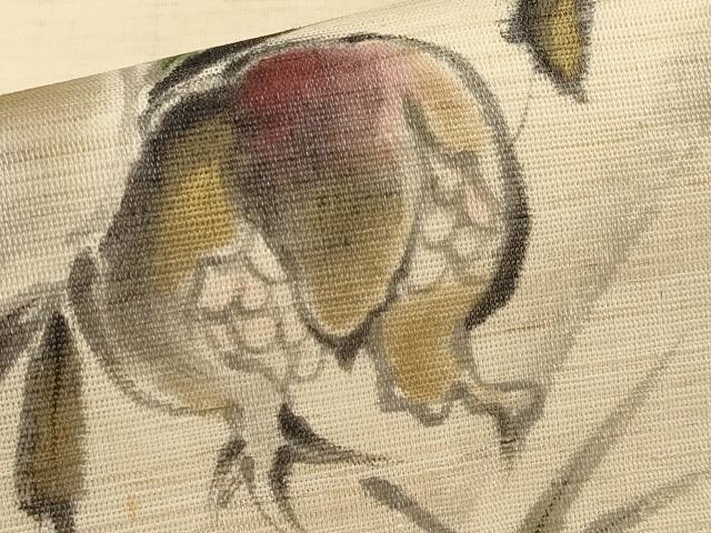 平和屋着物＊夏物　九寸名古屋帯　作家物　手描き　成り物　金彩　麻　逸品　CABH6187tx