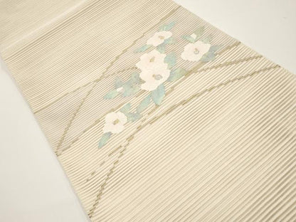 平和屋着物＊夏物　八寸名古屋帯　絽綴れ　枝椿　金銀糸　正絹　逸品　CABH6196tx