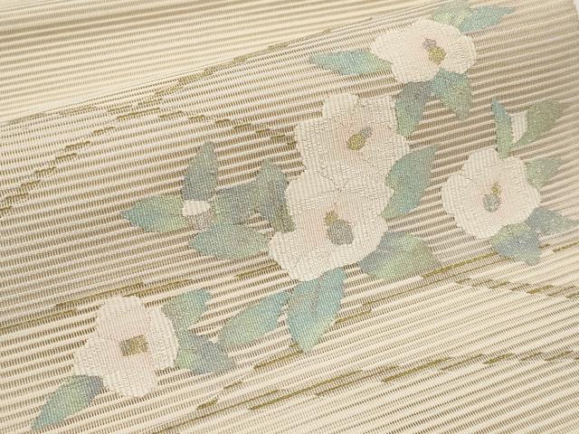 平和屋着物＊夏物　八寸名古屋帯　絽綴れ　枝椿　金銀糸　正絹　逸品　CABH6196tx