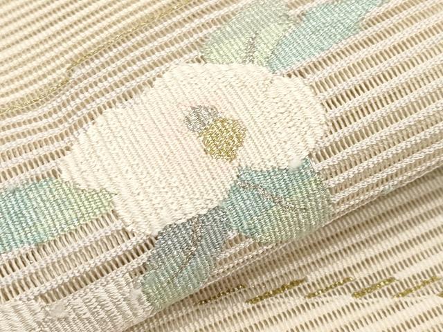 平和屋着物＊夏物　八寸名古屋帯　絽綴れ　枝椿　金銀糸　正絹　逸品　CABH6196tx