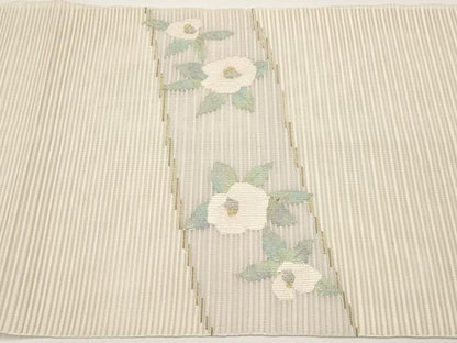 平和屋着物＊夏物　八寸名古屋帯　絽綴れ　枝椿　金銀糸　正絹　逸品　CABH6196tx