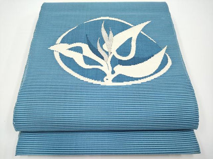 平和屋着物＊夏物　八寸名古屋帯　絽綴れ　草花丸文　銀糸　正絹　逸品　CABH6200tx