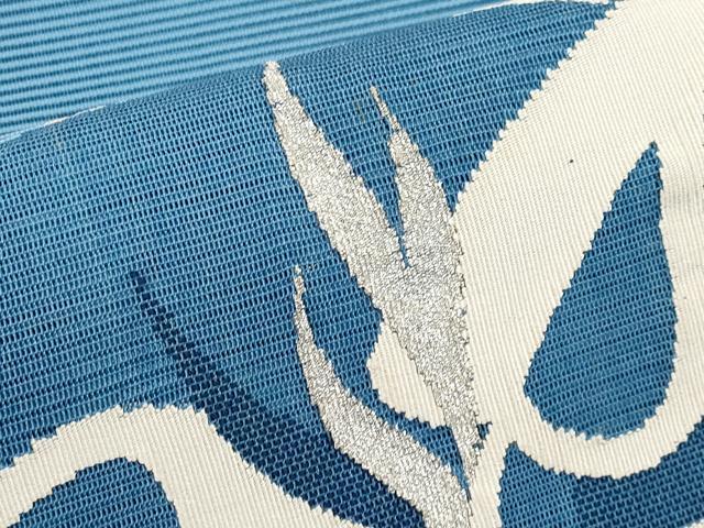 平和屋着物＊夏物　八寸名古屋帯　絽綴れ　草花丸文　銀糸　正絹　逸品　CABH6200tx