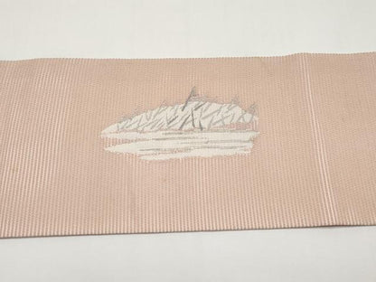 平和屋着物＊夏物　九寸名古屋帯　人物風景文　銀糸　正絹　逸品　CABH6203tx