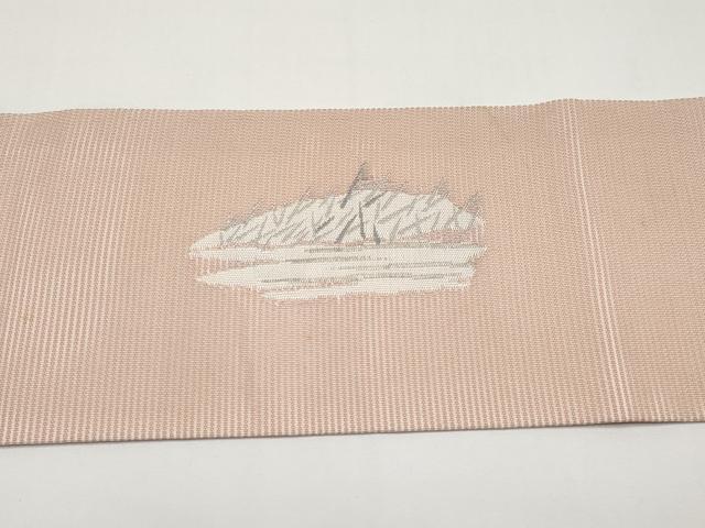 平和屋着物＊夏物　九寸名古屋帯　人物風景文　銀糸　正絹　逸品　CABH6203tx