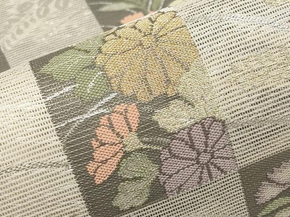 平和屋着物＊夏物 六通柄袋帯 短冊草花文 金銀糸 正絹 逸品 CABH6210tx