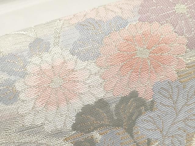 平和屋着物＊夏物 六通柄袋帯 流水草花文 金糸 正絹 逸品 未使用 CABH6216tx