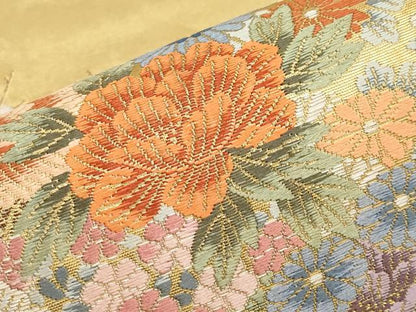 平和屋本店●六通柄袋帯　唐織　花車孔雀絵文　本金箔　金泥箔　正絹　逸品　CABH6233tx