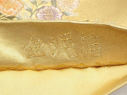 平和屋本店●六通柄袋帯　唐織　花車孔雀絵文　本金箔　金泥箔　正絹　逸品　CABH6233tx
