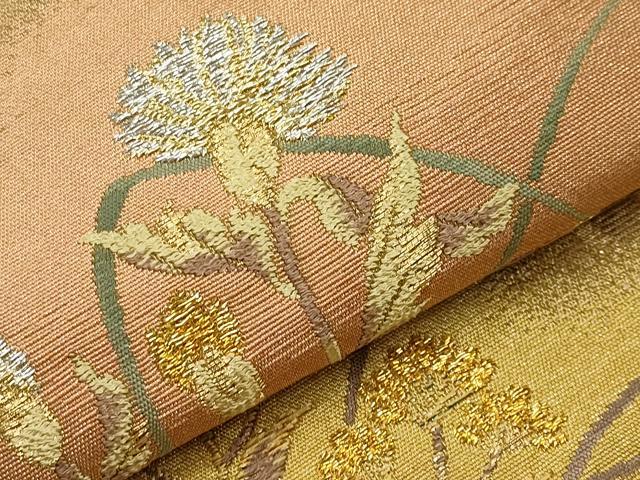 逸品 正絹 唐織 金糸 平和屋着物◎六通柄袋帯 六通柄袋帯 正倉院花文