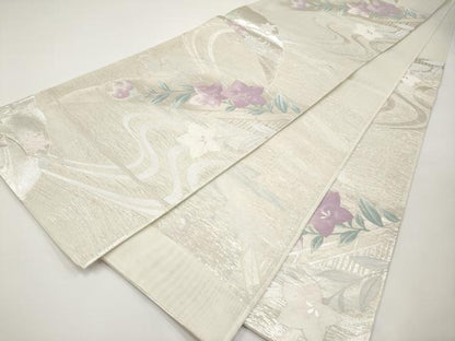 平和屋着物＊夏物 六通柄袋帯 桔梗 銀糸 正絹 逸品 未使用 CABH6287tx