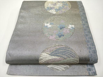 平和屋着物＊夏物 六通柄袋帯 花丸文 金糸 正絹 逸品 CABH6288tx