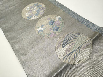 平和屋着物＊夏物 六通柄袋帯 花丸文 金糸 正絹 逸品 CABH6288tx