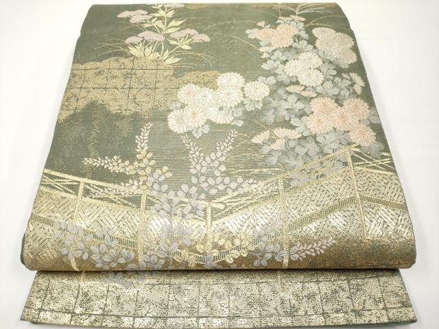 平和屋着物＊夏物 六通柄袋帯 垣根菊萩 金銀糸 正絹 逸品 CABH6289tx