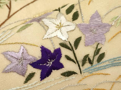 平和屋着物＊夏物　太鼓柄袋帯　総刺繍　流水草花文　金銀糸　正絹　逸品　CABH6298tx