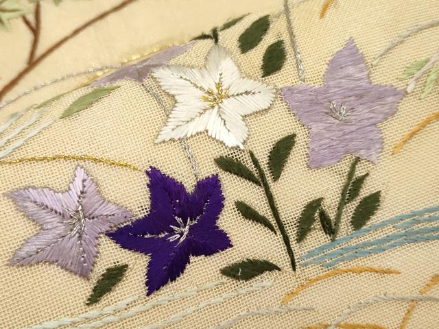 平和屋着物＊夏物　太鼓柄袋帯　総刺繍　流水草花文　金銀糸　正絹　逸品　CABH6298tx