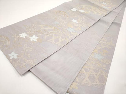 平和屋着物＊夏物　六通柄袋帯　籬草花文　金糸　正絹　逸品　CABH6302tx
